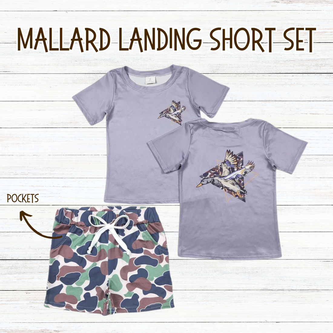 Mallard Landing Camo Shorts Set - ETA 3 weeks to Magnolia Blue