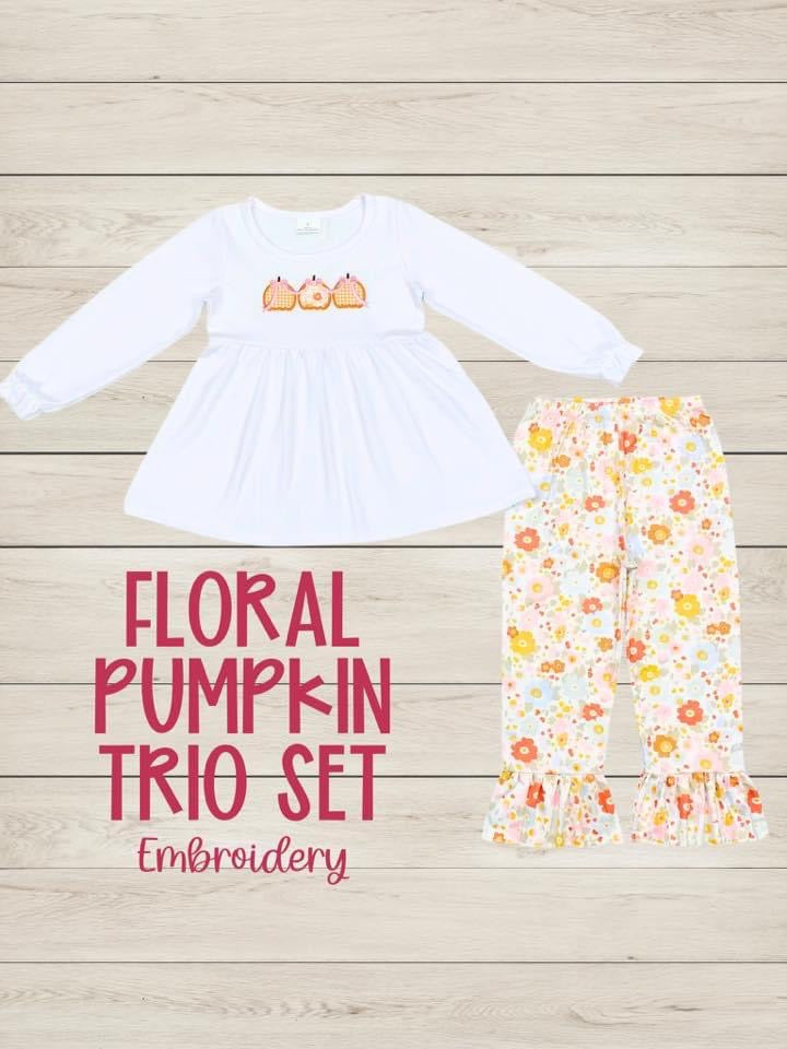 Floral Pumpkin Trio Embroidery Set - ETA 3 weeks to Magnolia Blue