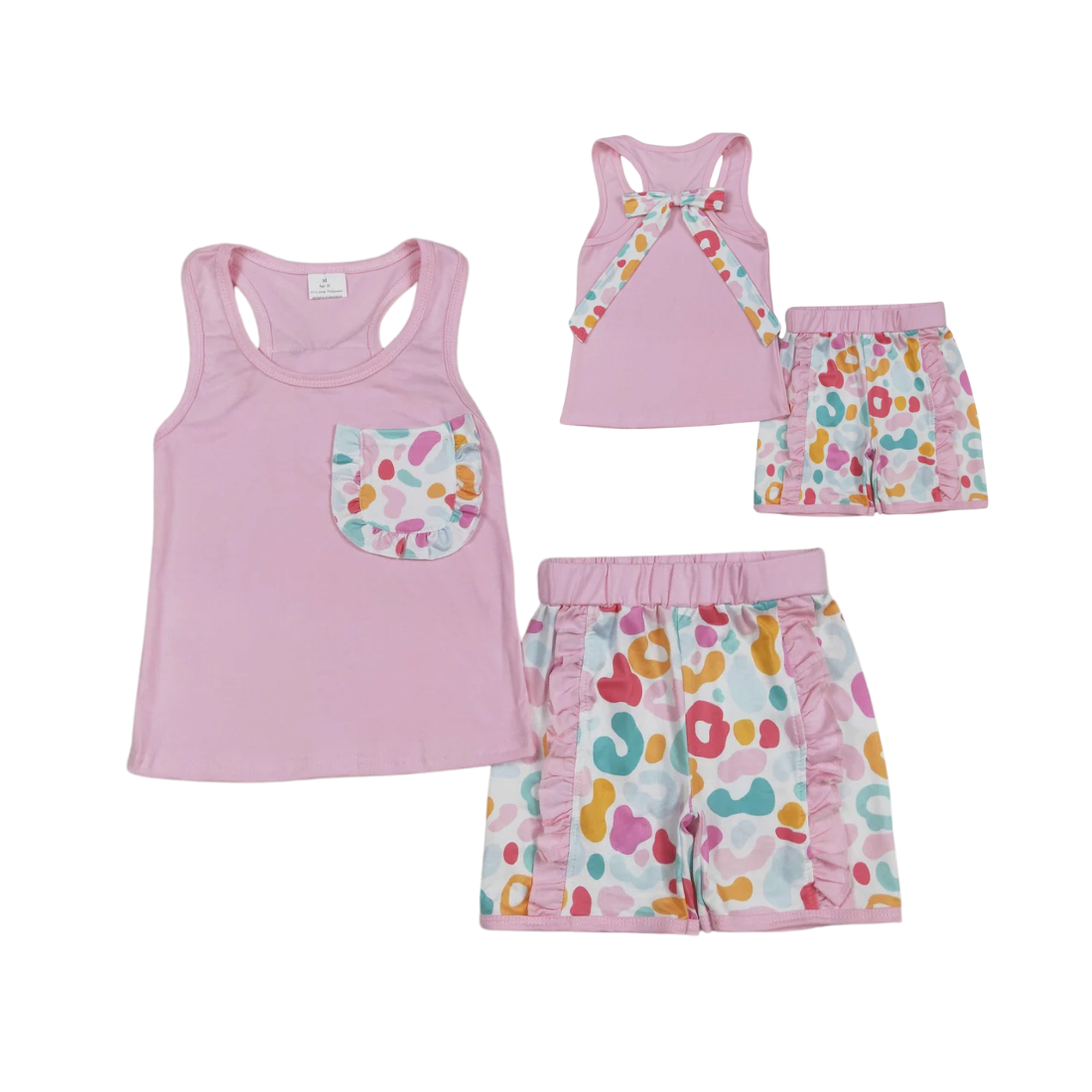 Pink Leopard Bow Back Ruffle Set - ETA 3 weeks to Magnolia Blue