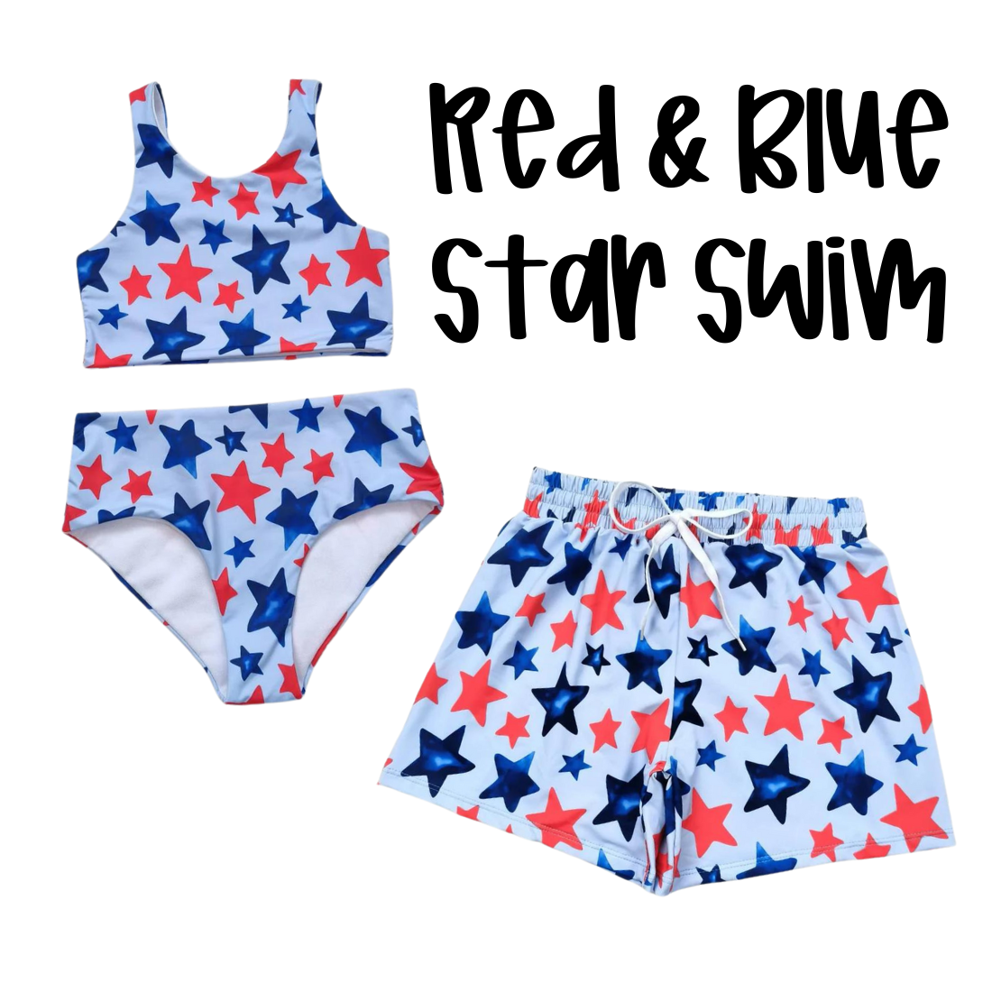 Red & Blue Star Sibling Swim - ETA 3 Weeks to Mag Blue