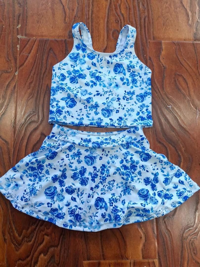 Girls Athletic Patterned Skort Sets - ETA 3 weeks to Magnolia Blue