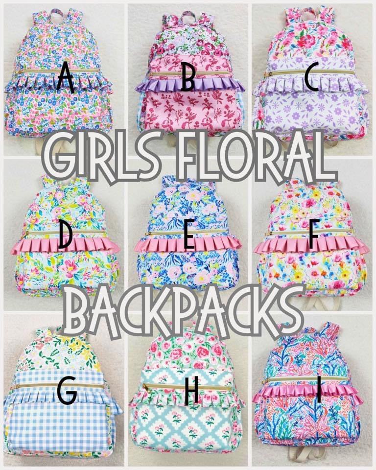 Girl’s Floral Backpacks (A-I) - eta 3 weeks to Mag Blue