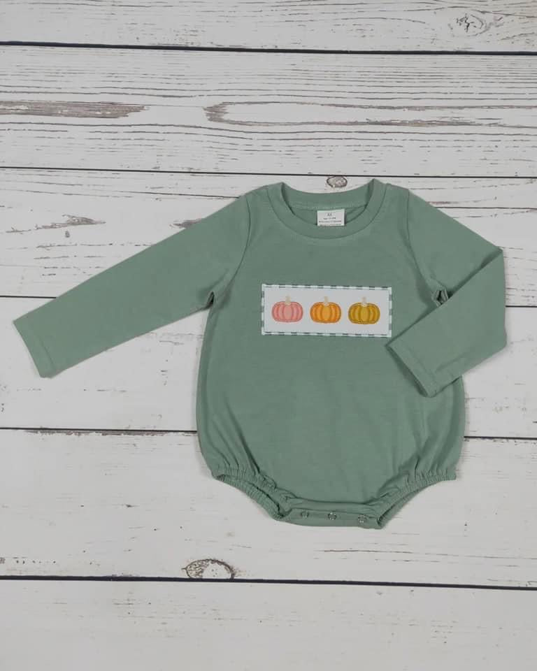 Green Pumpkin Trio Embroidery Bubble - ETA 3 weeks to BFOM