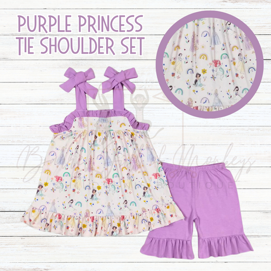 Purple Princess Tie Shoulder Shorts Set - ETA 2/3 weeks to BFOM