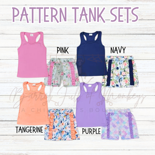 Patterned Tank Summer Sets  - ETA 2/3 weeks to BFOM (customization optional)