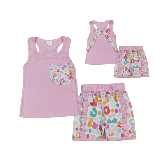 Pink Leopard Bow Back Ruffle Set - ETA 3 weeks to Magnolia Blue