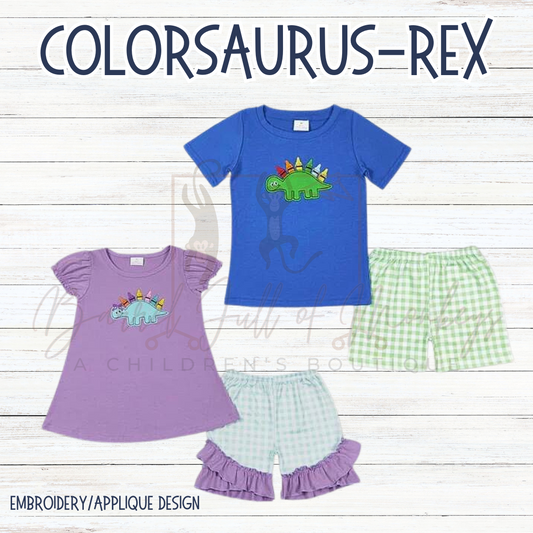 Colorsaurus Rex Applique Sets  - ETA 2/3 weeks to BFOM (customization available)