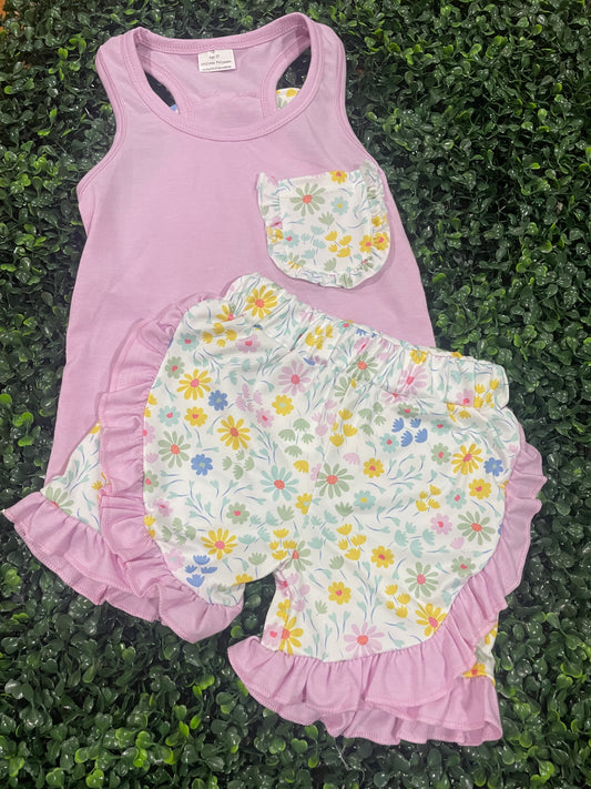 Daisies for Days Bow Short Set - 2/3 week TAT.