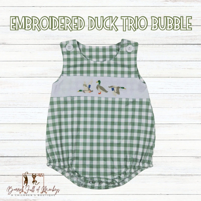 Embroidered Duck Trio Bubble - eta 2/3 weeks to BFOM