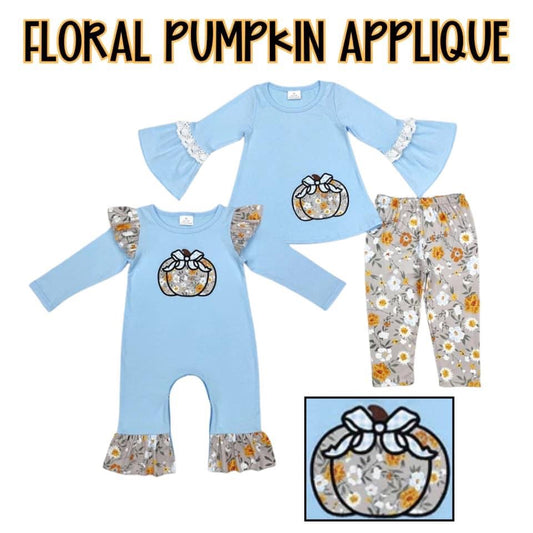 Floral Pumpkin Applique Collection - ETA 3 weeks to Magnolia Blue