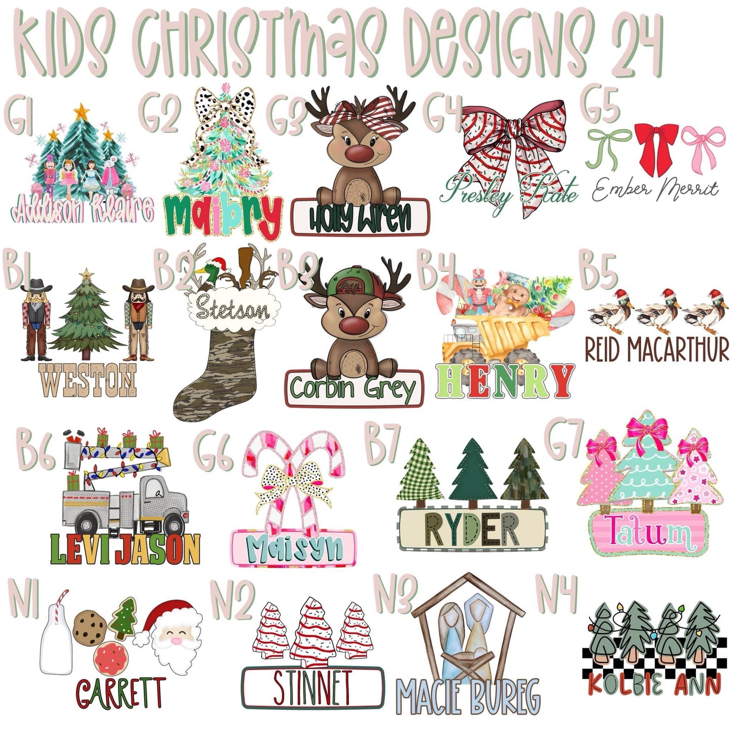 Christmas Designs Name Tees - customizable - ETA 3 weeks (put name + size + color in box)