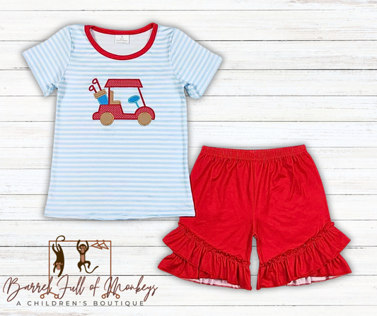 Gone Golfin’ Embroidered Girl Set - TAT 2-3 weeks