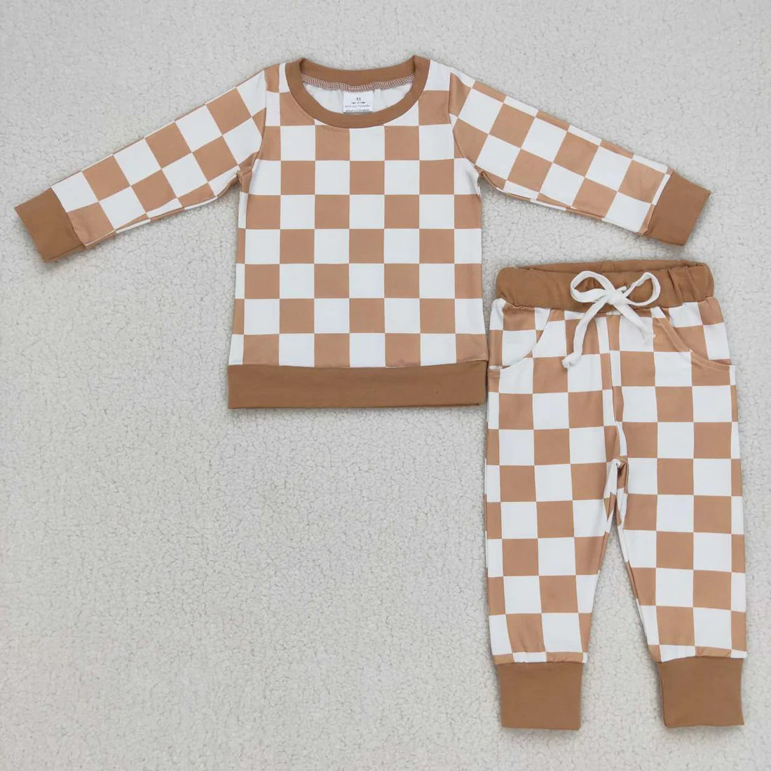 Khaki Checkered Jogger Set